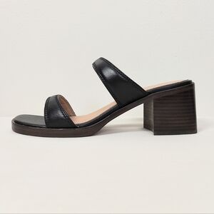 Madewell Women's 9.5 The Saige Double-Strap Sandal True Black Leather Heel Mule